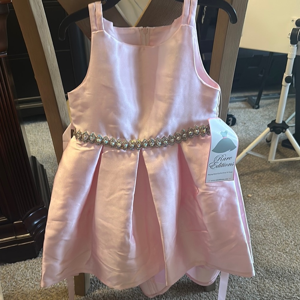 Rare Editions Pink Embellished Pleated Sundress